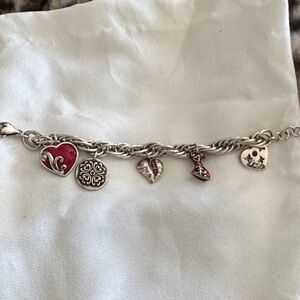 Brighton Silver Charm Bracelet with Red Accents